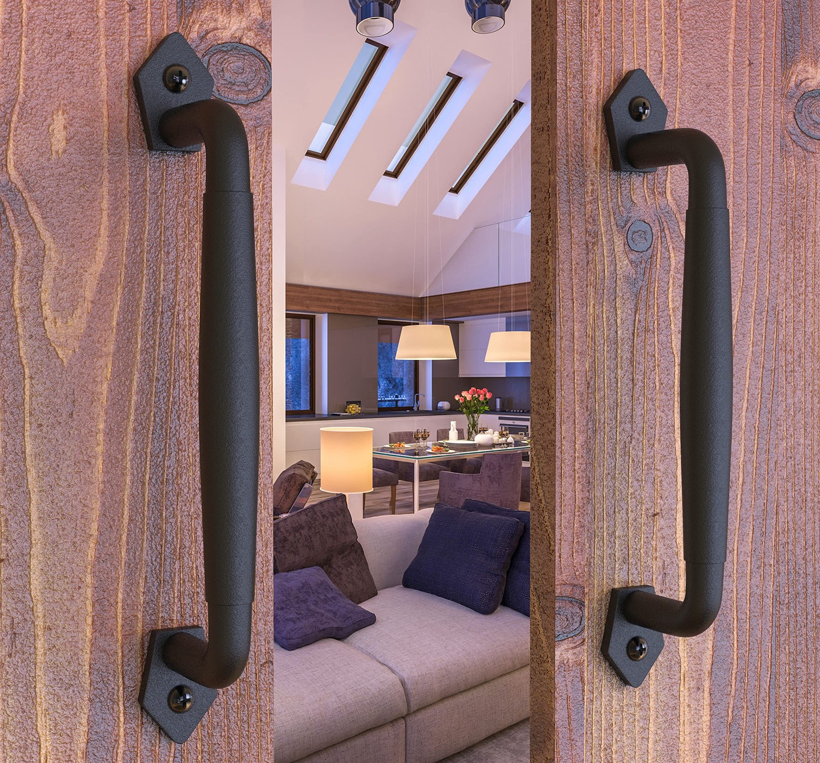 VivaLight 2-Pack 10 Inch Diamond Tapered Barn Door Handle 10" - 2 Pack, Black