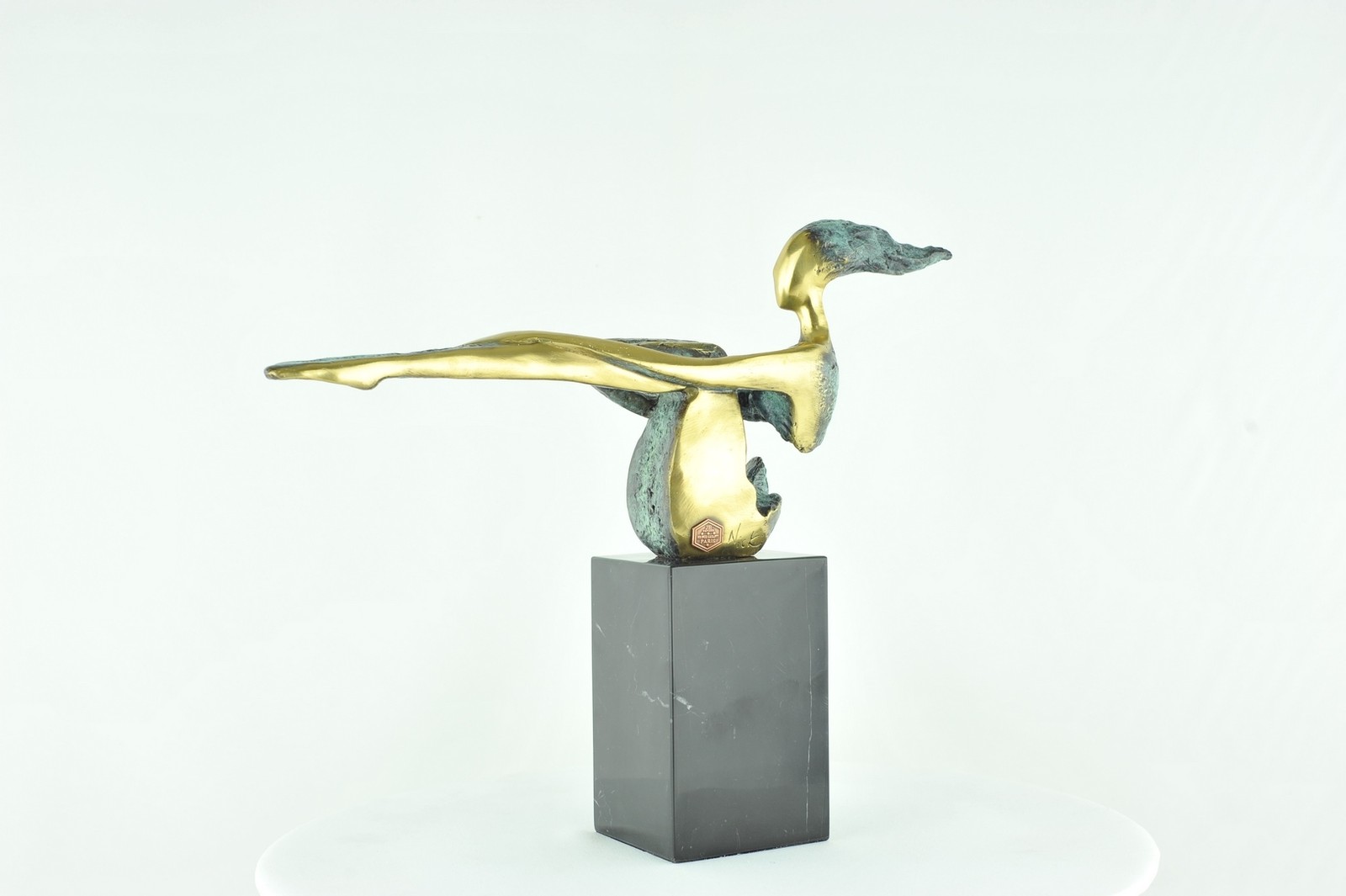 Modern Style Statue Sculpture Dancer Acrobat Art Deco Style Bronze Signed