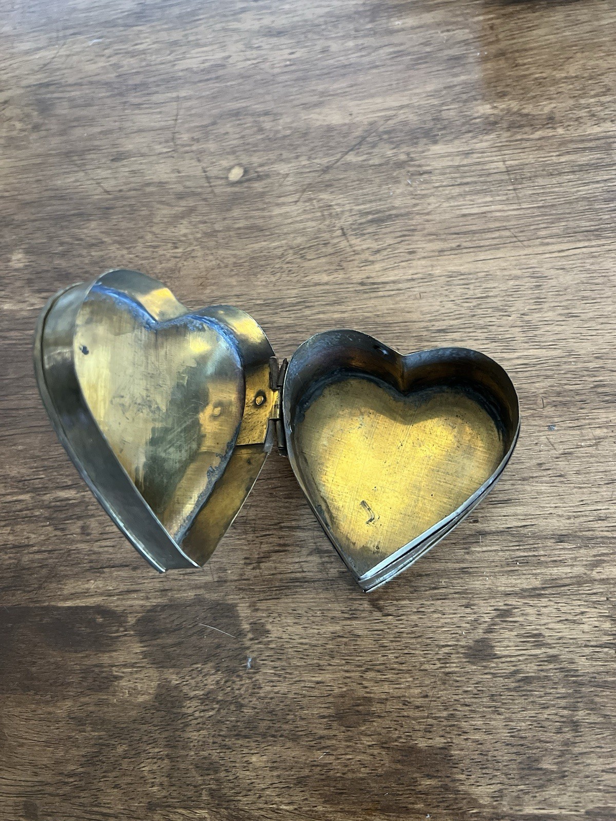 Set Of 2 Heart Shaped Polished Brass Hinged Nesting Boxes