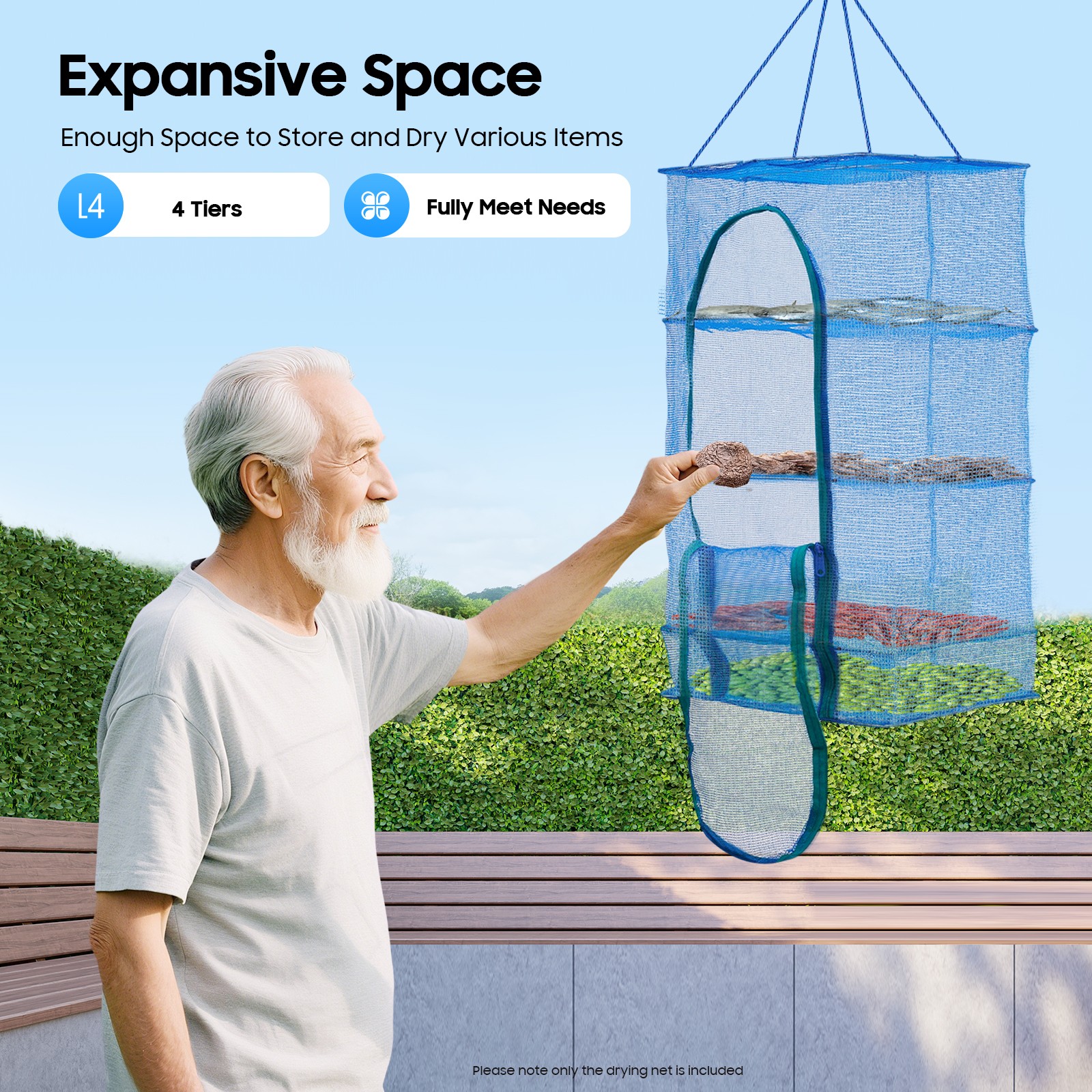 Foldable 4 Layers Drying Net Hanging Vegetable Fish Dishes Mesh Dryer Rack Good