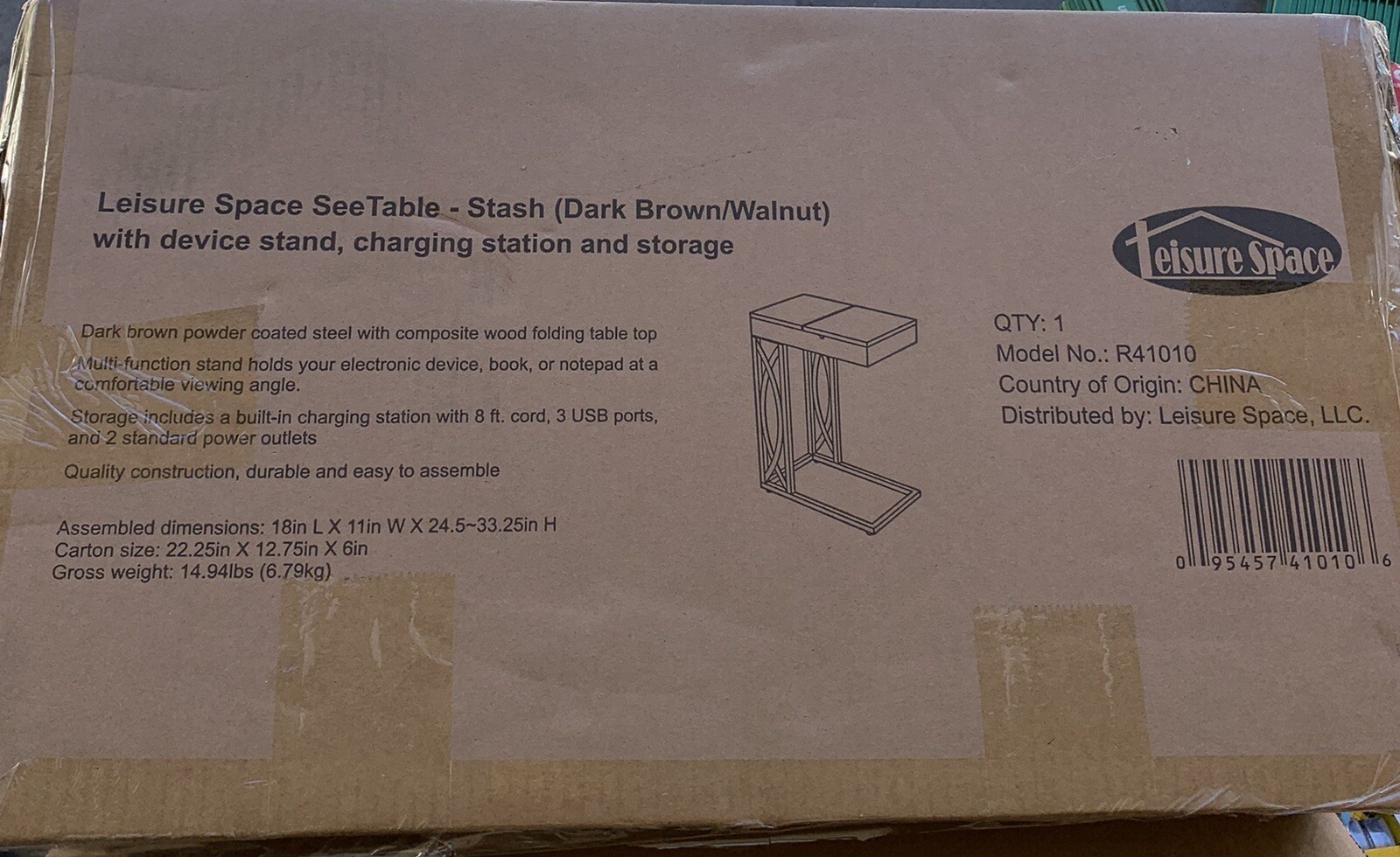 Leisure Space SeeTable - Stash with Device Stand Charging Station and Storage...