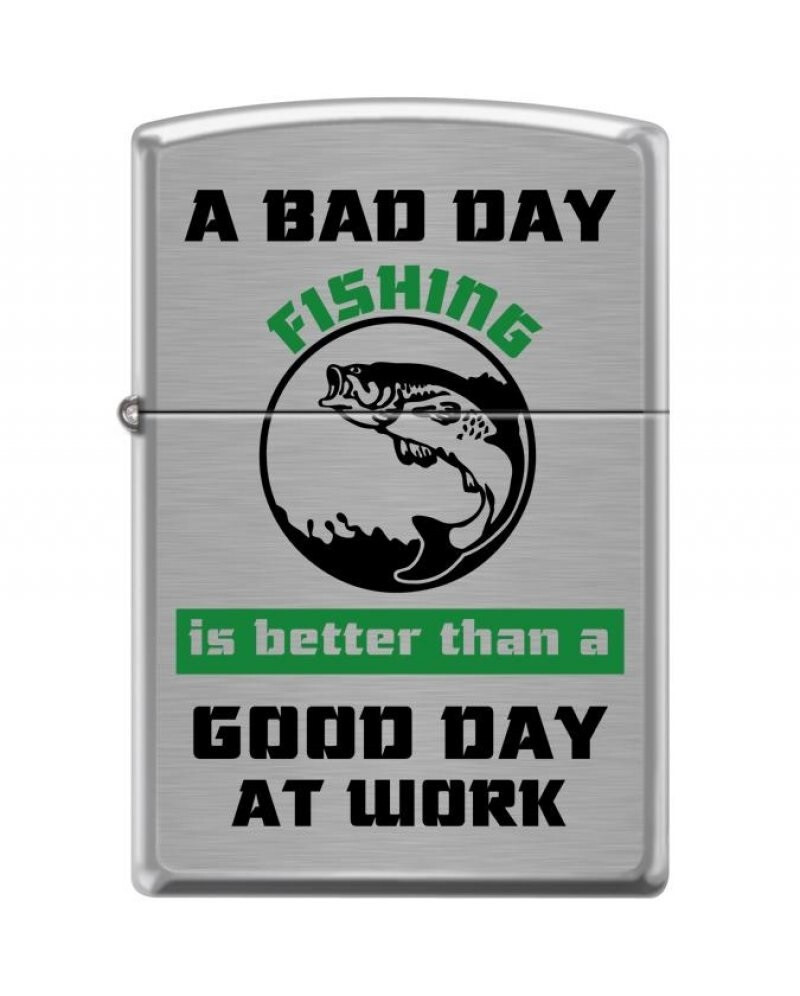 Zippo Lighter - Bad Day Fishing Brushed Chrome - ZCI409356