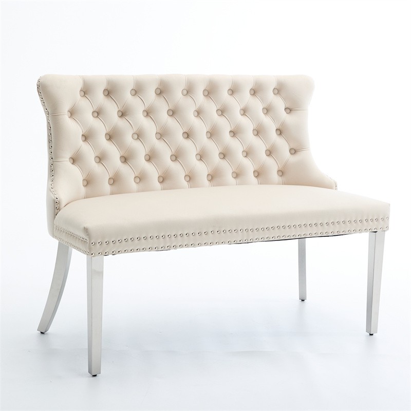 Velvet Double Dining Loveseat Bench Kitchen Dining 2-Seat Tufted Bench Wing Back
