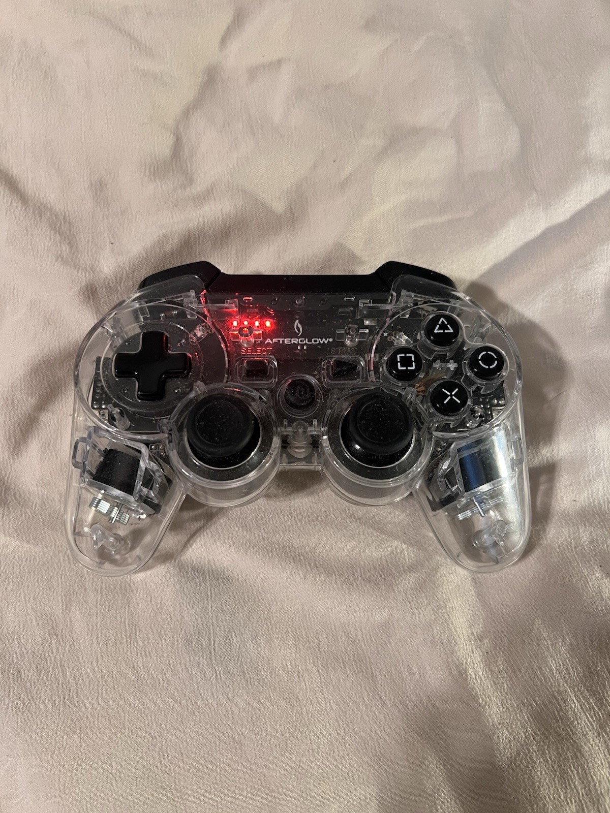 PDP Afterglow Wireless Controller PS3 Clear Transparent LED Tested No Dongle
