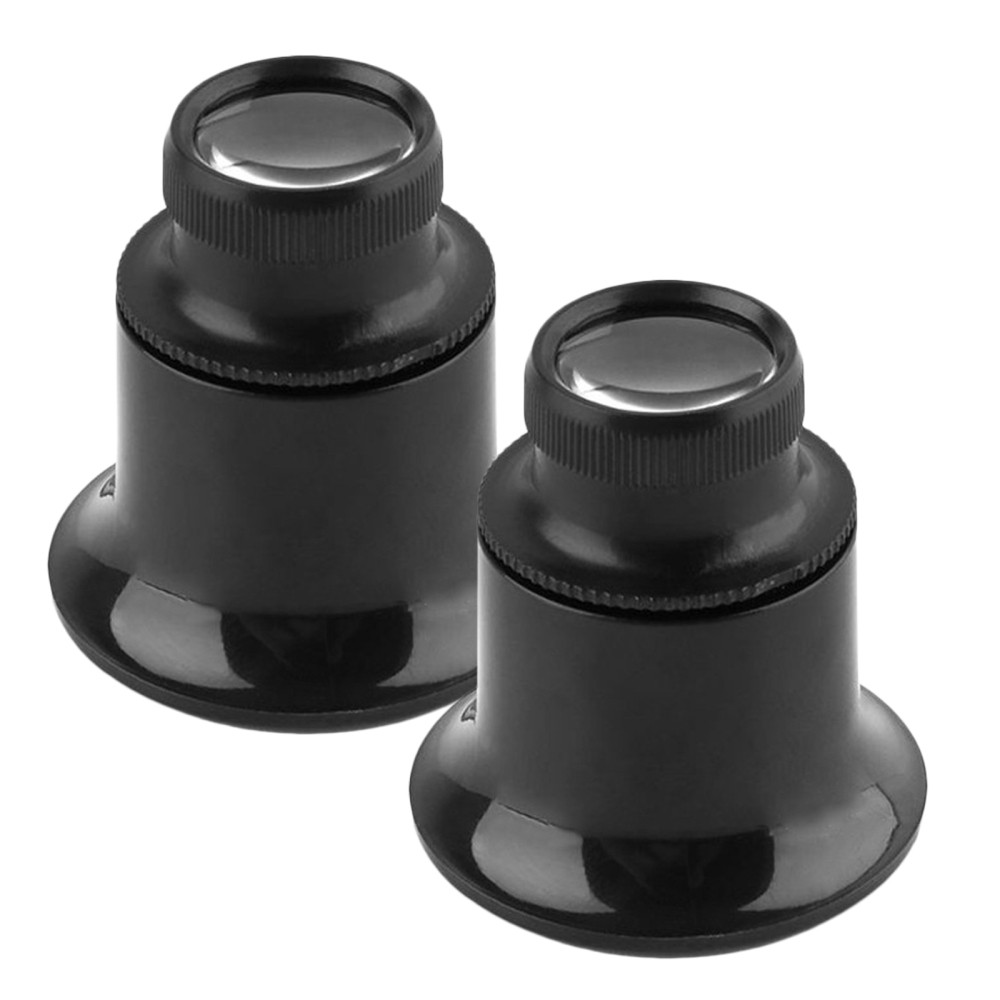 2Pcs Black Ergonomic Jewelers Loupe 20X Magnifier Durable Reusable Jewelry Tool