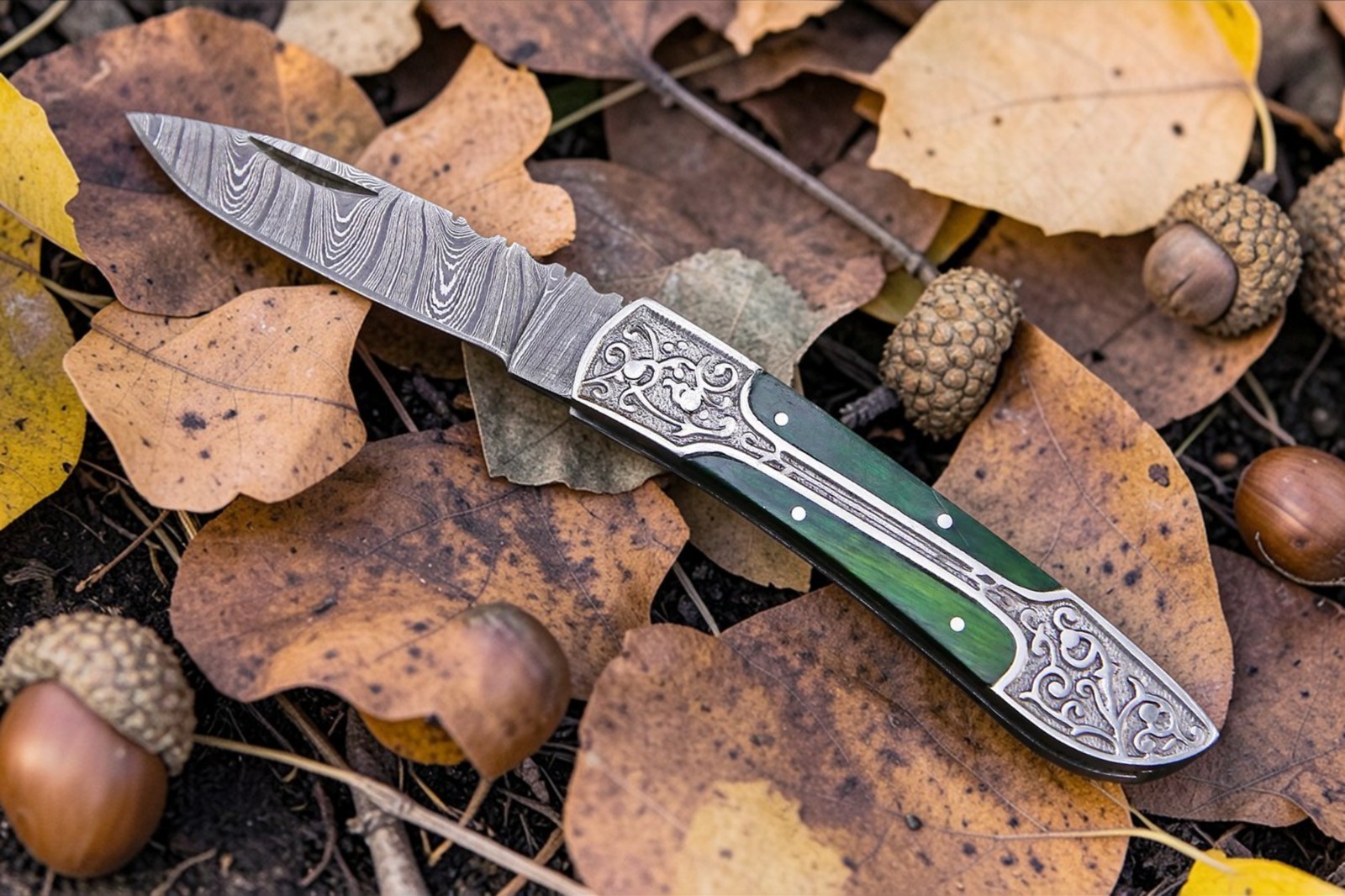 HAND MADE FORGED DAMASCUS STEEL FOLDING POCKET KNIFE EVERY DAY CARRY 880