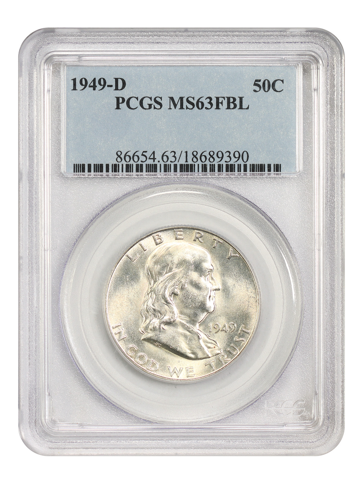 1949-D 50C PCGS MS63FBL - Franklin Half Dollar - Popular Key Date