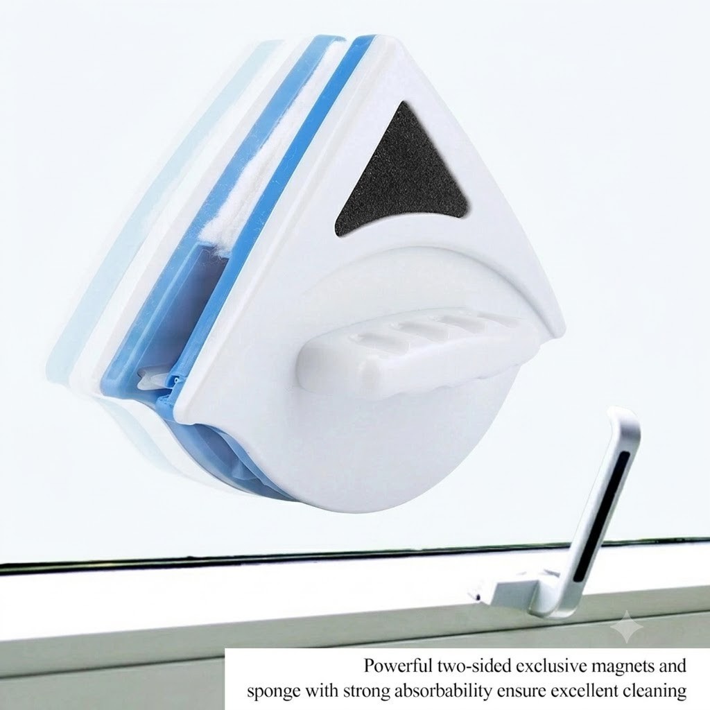 LT Triangle Shape Double Side Magnetic Window Cleaner Glass Wiper Cleaning Br
