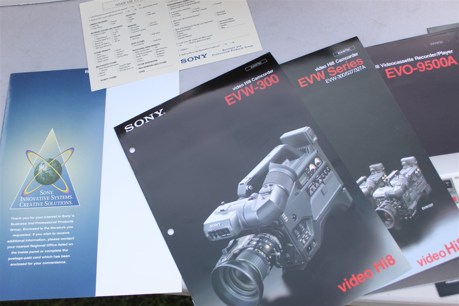 SONY EVO / EVW CAMCORDERS/ PLAYERS 8 BROCHURE PACK - SPECIFICATION SHEET 1994