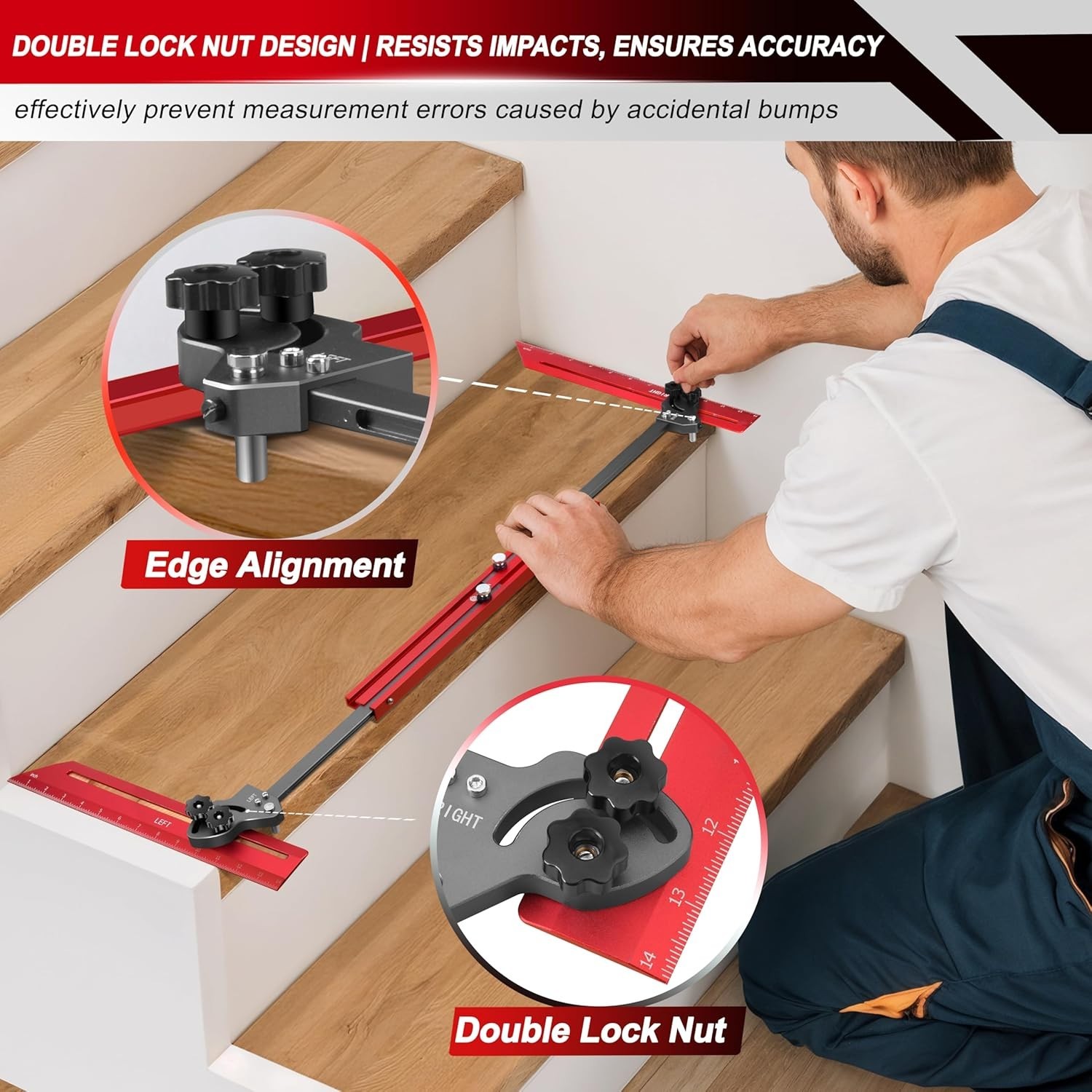 Precision Adjustable Stair Tread Template Tool 23" to 64.2" for Woodworking