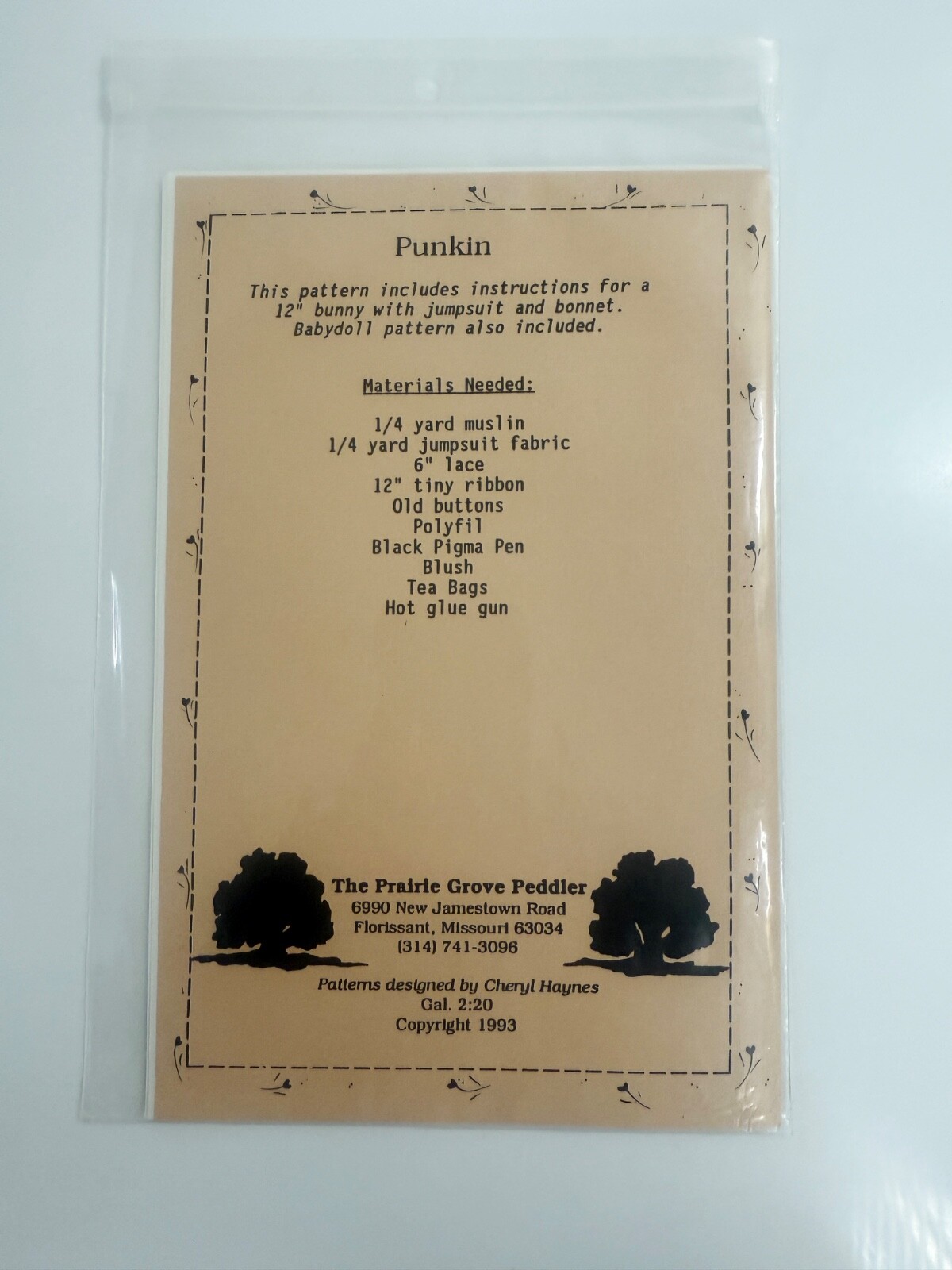 The Prairie Grove Peddler Pumkin Pattern #102