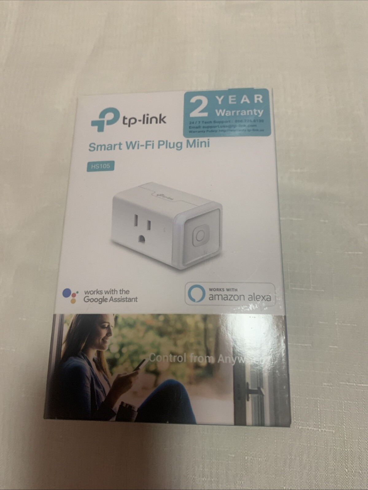 Kasa Smart Wi-Fi Plug Mini HS105 Works with Google Alexa SmartThings