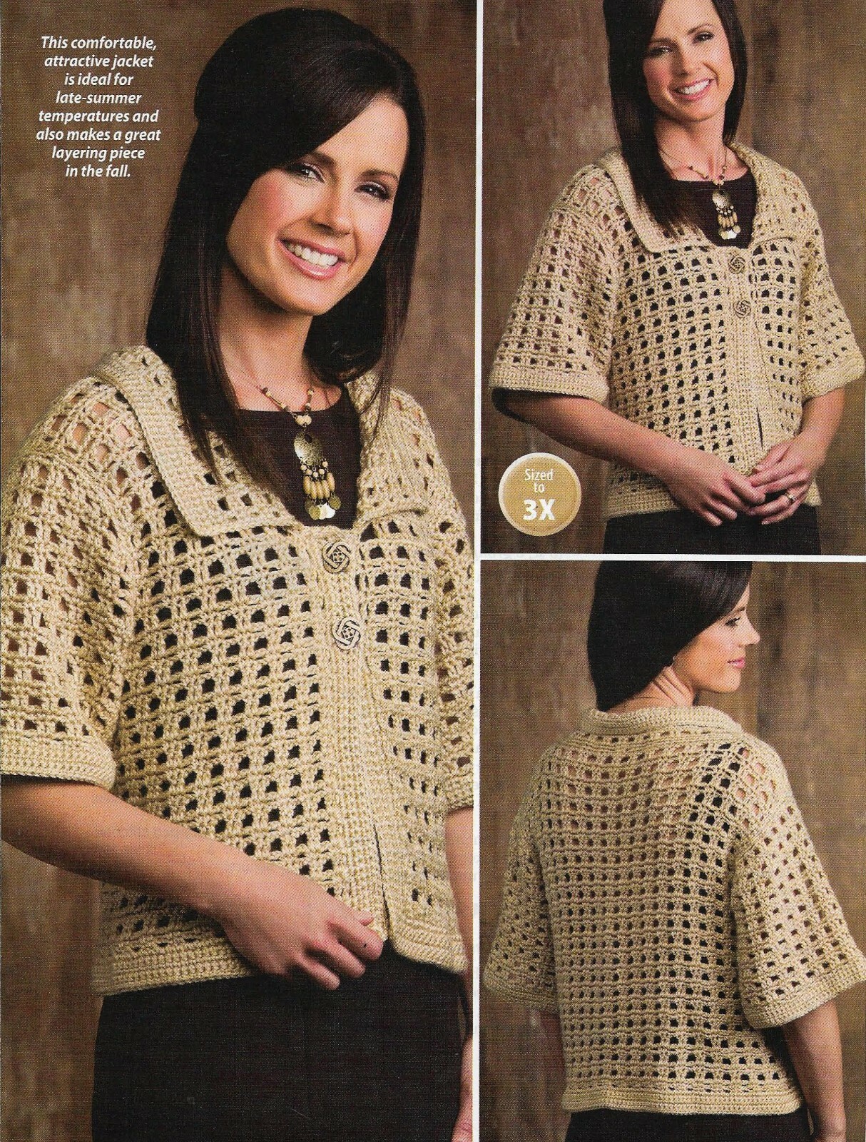 AUTUMN DAYS JACKET SWEATER 6 SIZES WOMEN'S CROCHET PATTERN INSTRUCTIONS