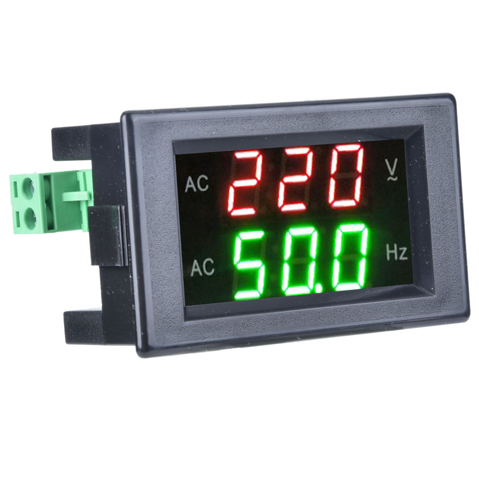 Generator Double Display Digital AC Voltmeter Frequency Meter Testing Black
