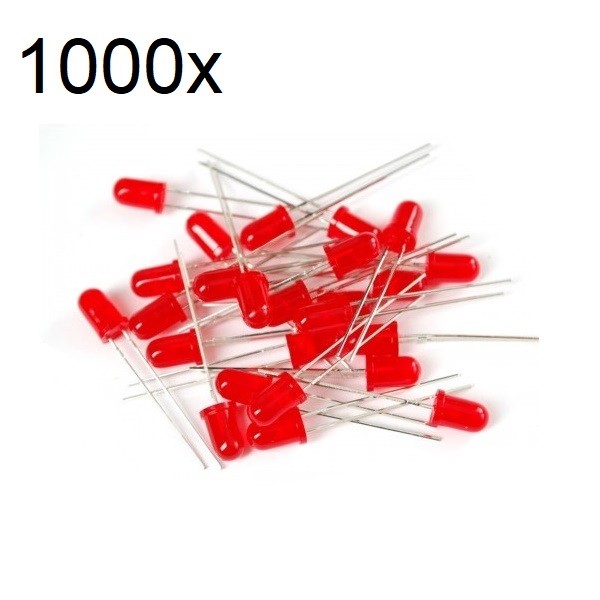 1000x Red LED Light Bulb Diffused Wide Angle Round Top Tip PCB 5mm Wholesale Lot