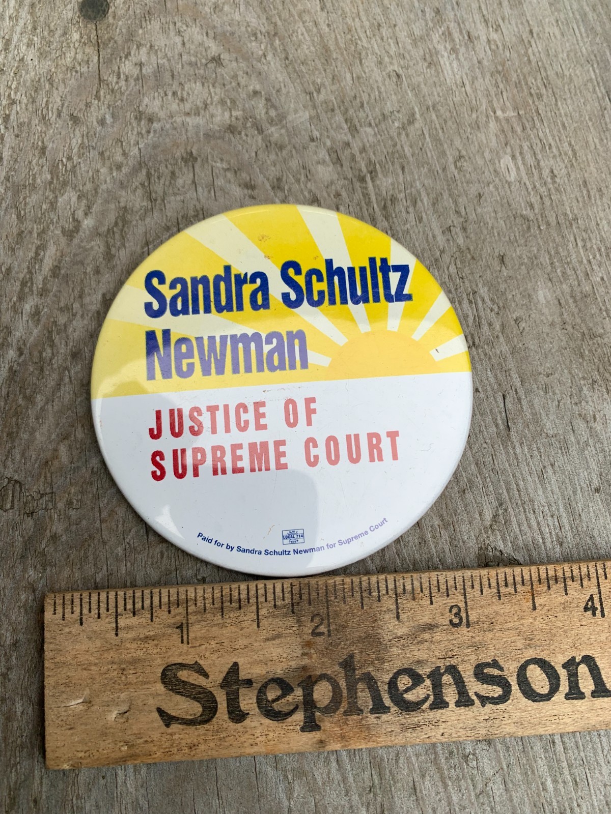 Vintage Political Campaign Button Sandra Schultz Newman PA Supreme Court