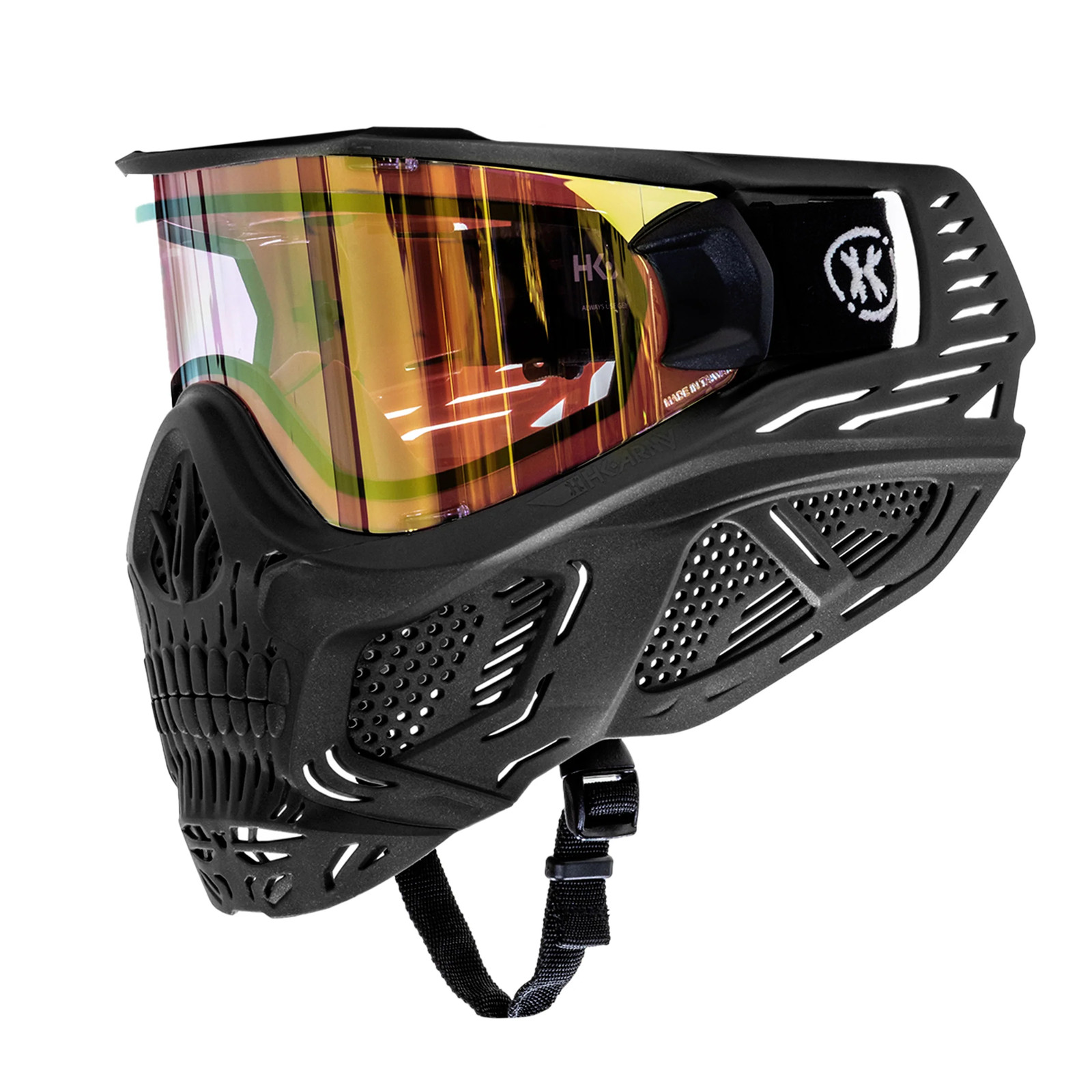 HK Army HSTL Skull Thermal Paintball Mask – Raider Black / Gold Lens | Anti-F...