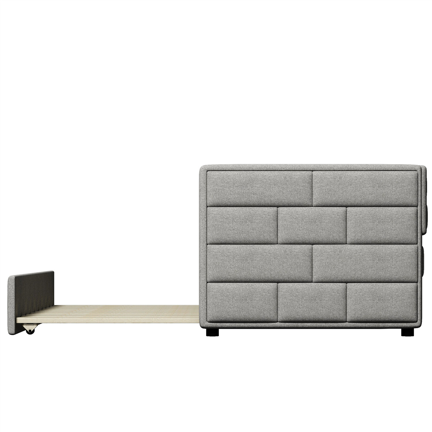 Twin Size Daybed with Pull Out Trundle Bed Upholstered Bed Frame Sofa Bed US