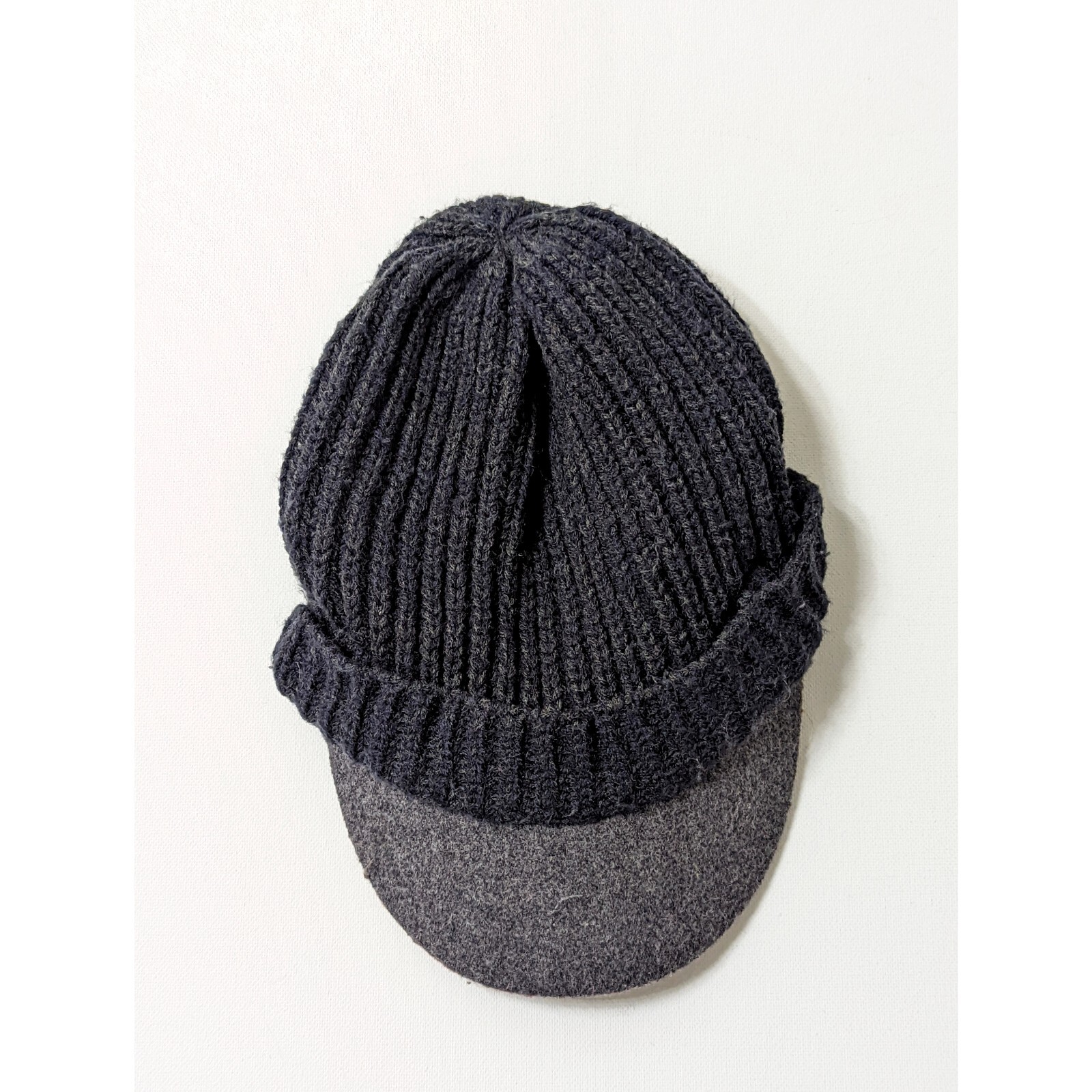 Cotton On Navy Gray knitted beanie hat with brim