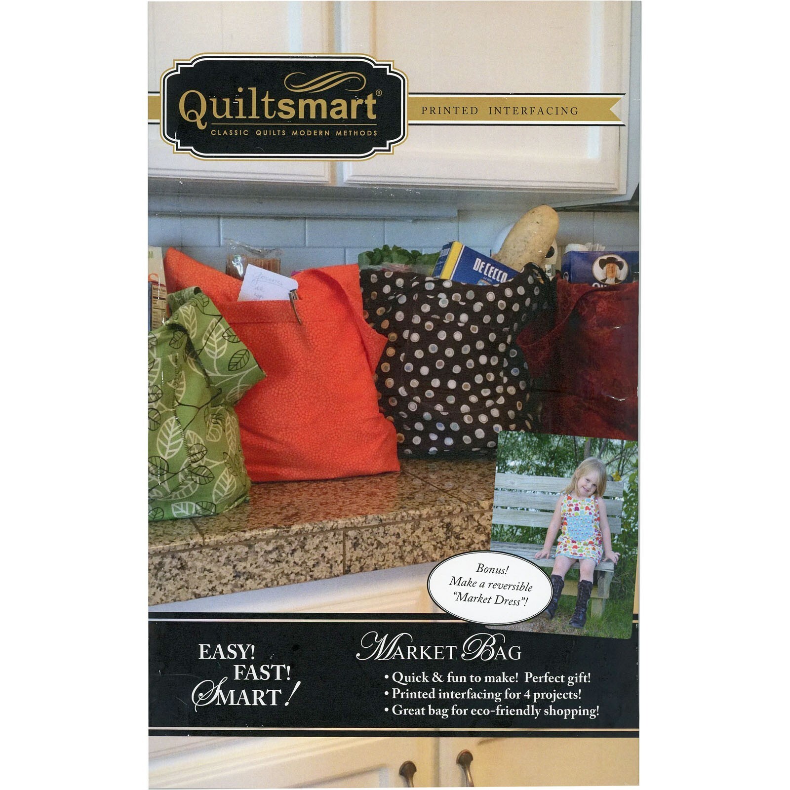 QuiltSmart MARKET BAG Printed Interfacing Makes 2 Bags!  Easy & Fast!