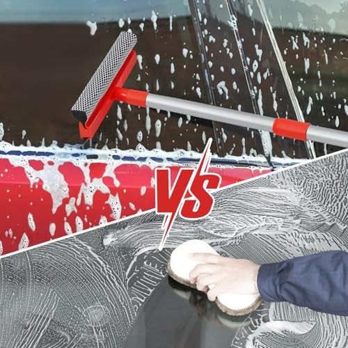 Windshield Cleaner Tool 2 in 1 Car Window Squeegee with Red and Black