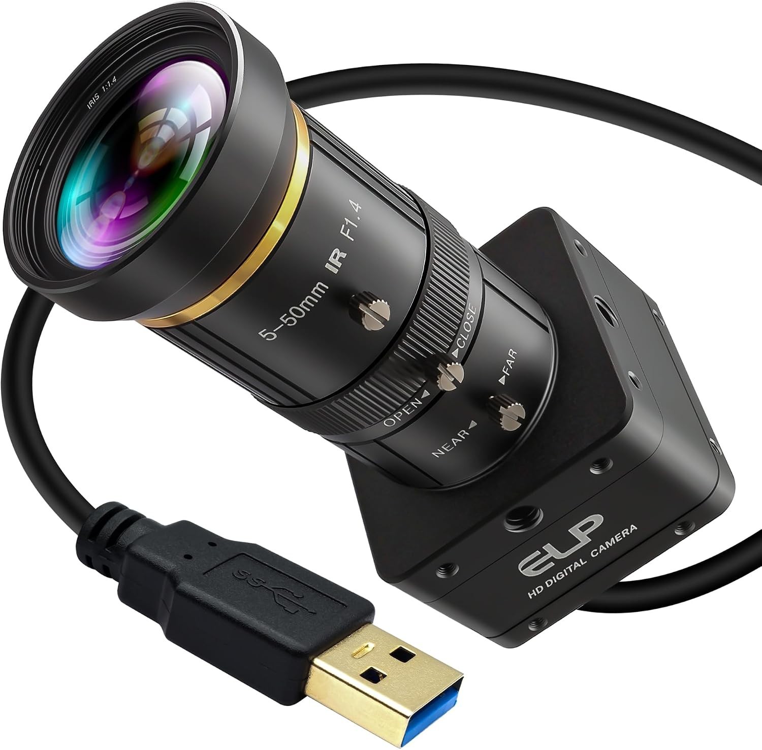 Global Shutter USB3.0 Camera,60fps High Speed,5MP 2592x1944 HD,10X 5-50mm Manual