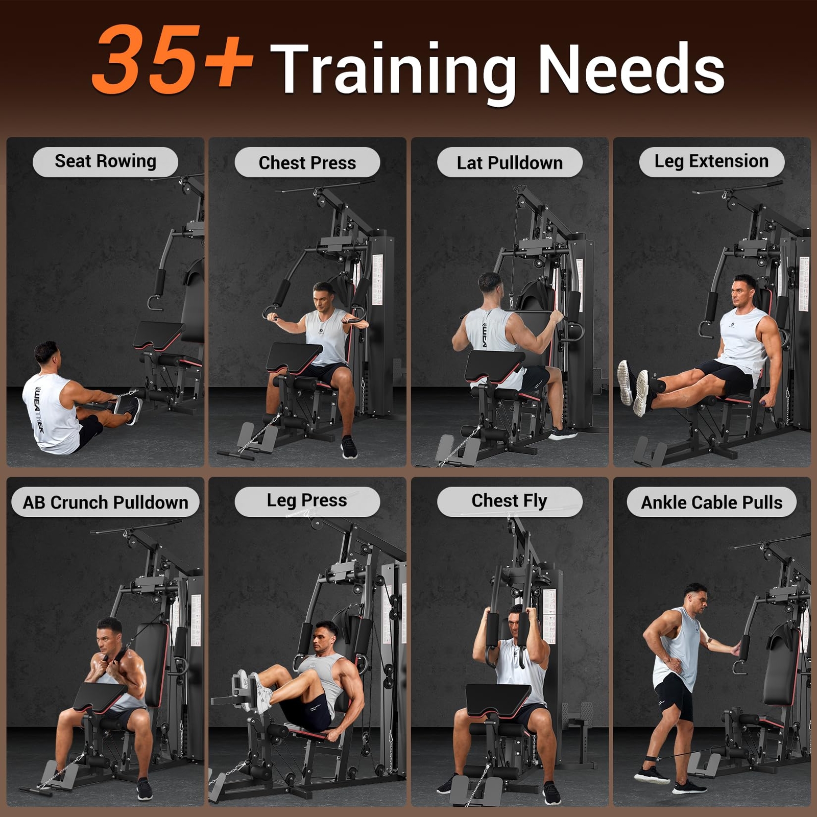 Adjustable Home Gym Station | 150lb Weight Stack, Multi-Position Seat & Backrest