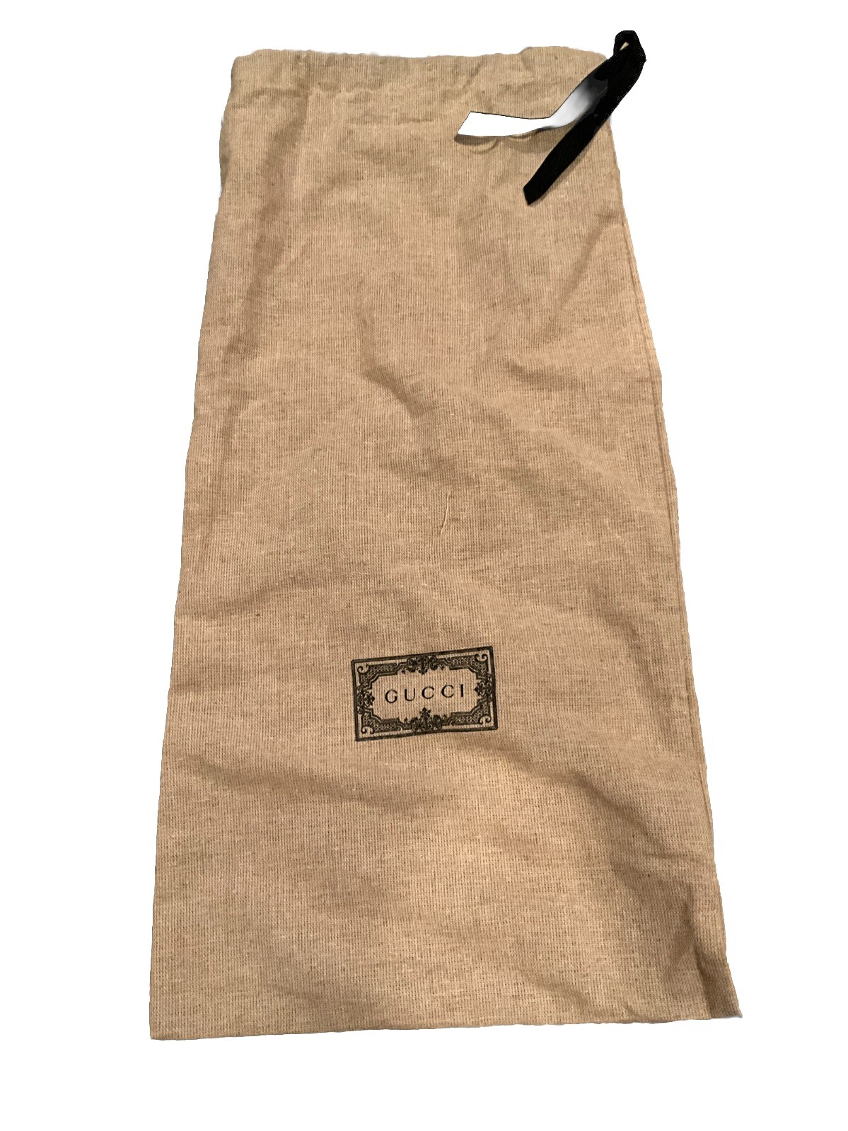 Gucci Shoe Dust Bag 8.5x 17 Tan Drawstring Cotton Storage Travel Bag