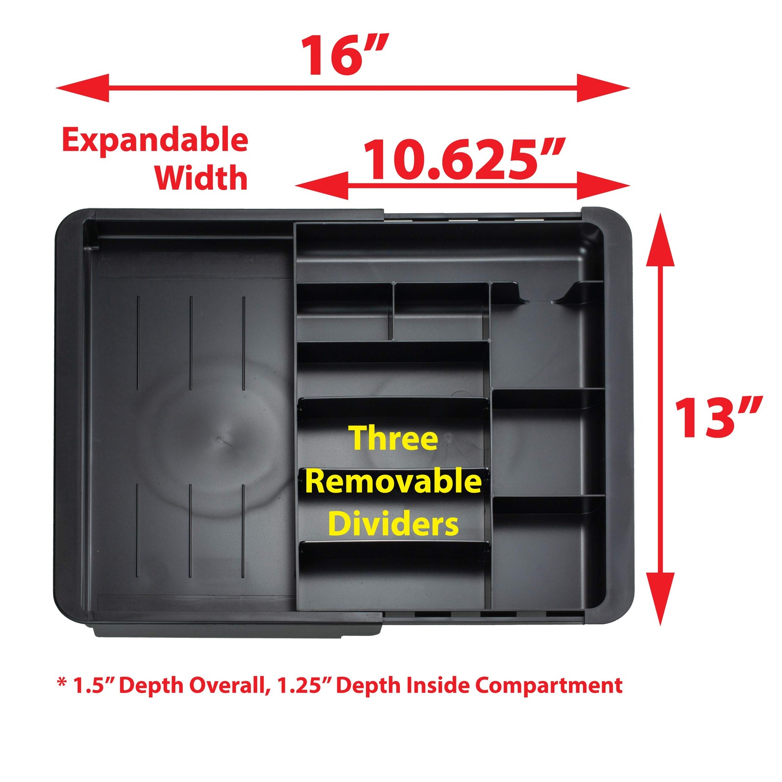 Expandable Drawer Organizer Tray, Adjustable 10.3"–16" Width, Customizable Co...