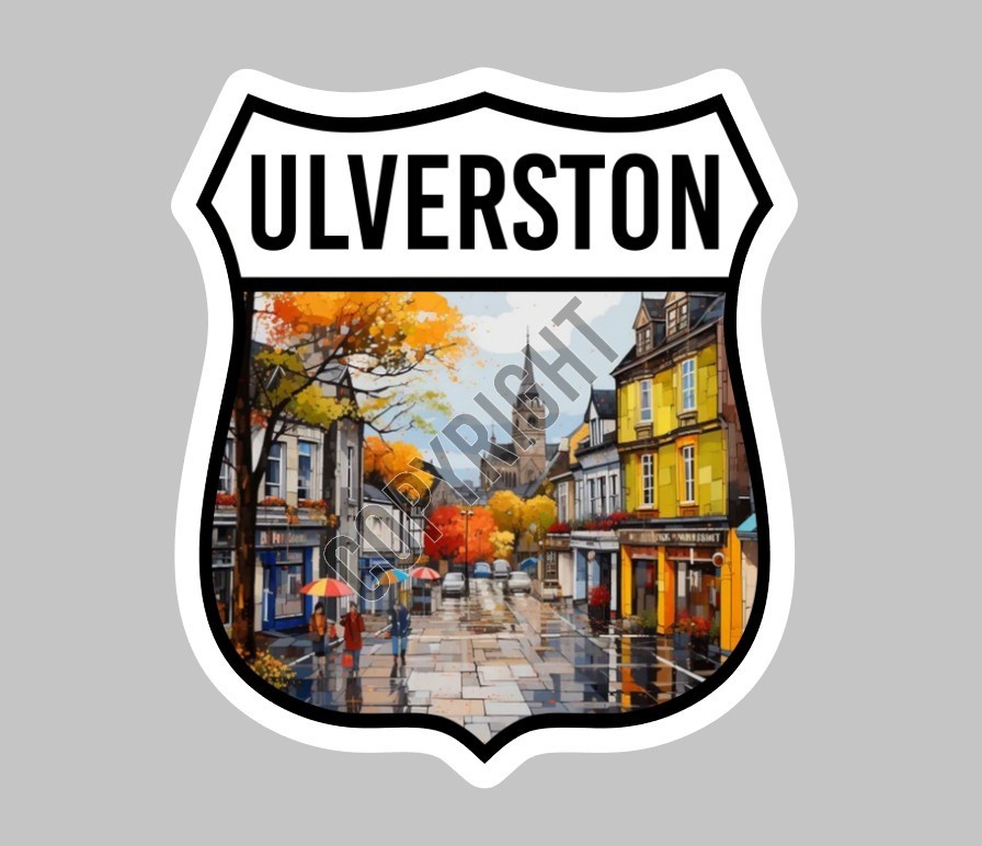 Ulverston LAKE DISTRICT CUMBRIA car sticker camper van Motorcycle truck