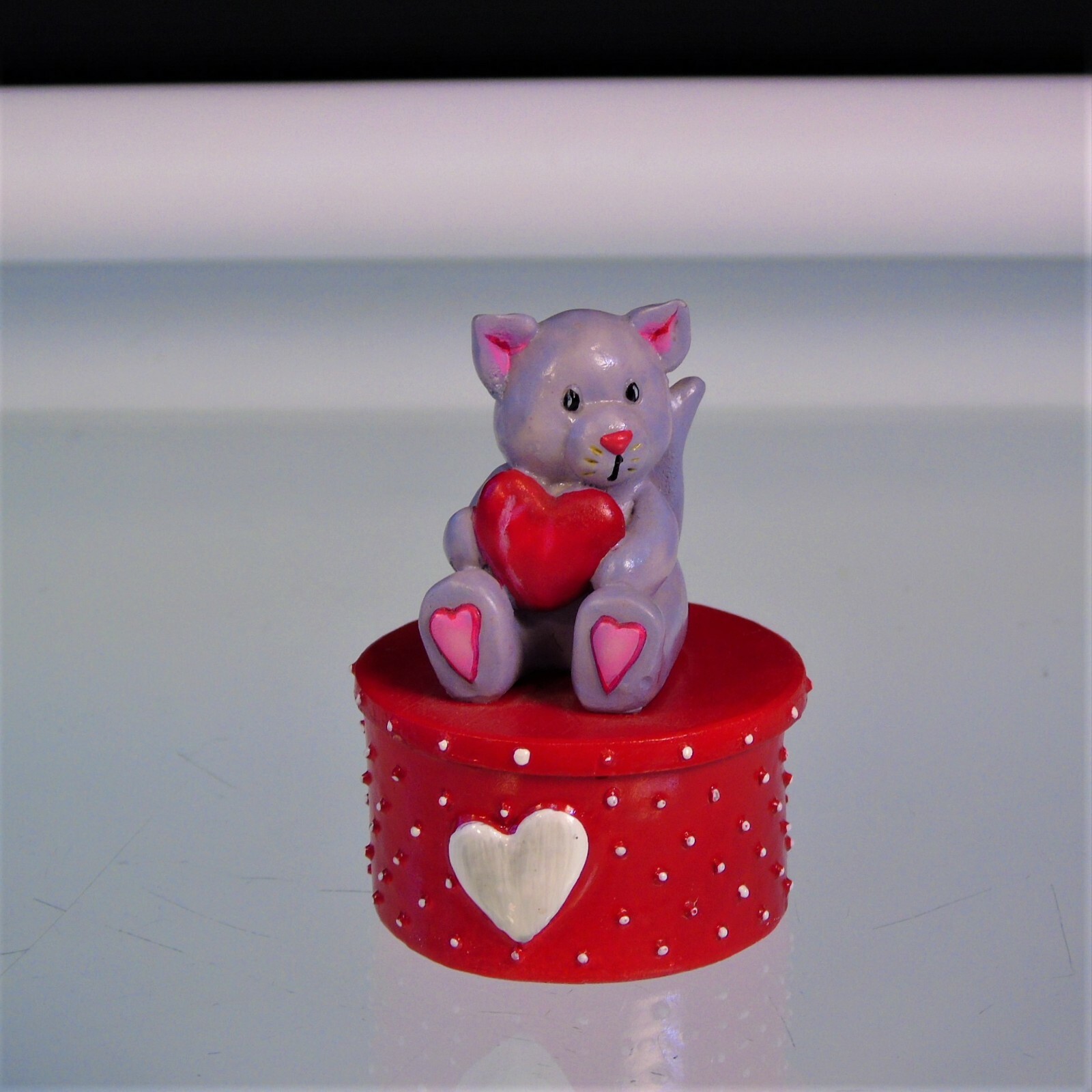 Trinket Box Teddy Bear Holding Red Heart Jewelry Box Ring Box