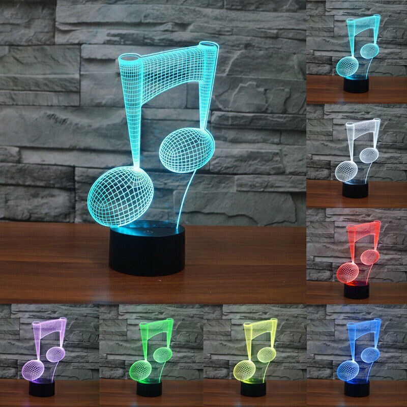 1 pcsHome Decor Music Note 3D LED Night Lights 7-Color Acrylic Visual Touch Lamp