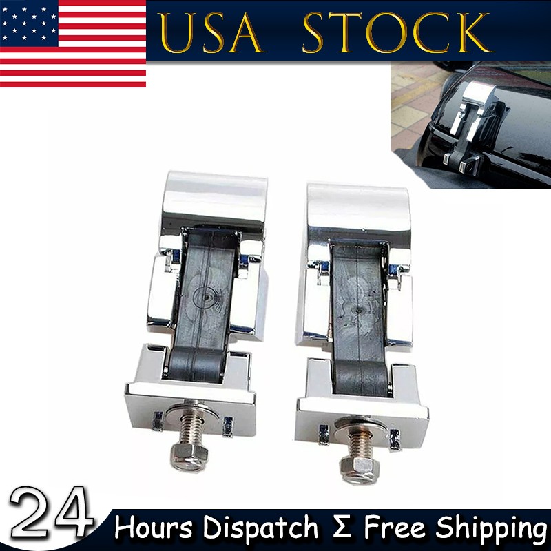1 Pair Chrome Aluminum Hood Lock Latch Catch Set For 2007-2018 Jeep Wrangler JK