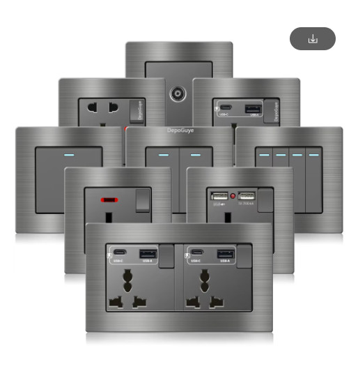 UK 13A Wall Socket Type-C 18W Fast Charge Aluminum Switch Panel