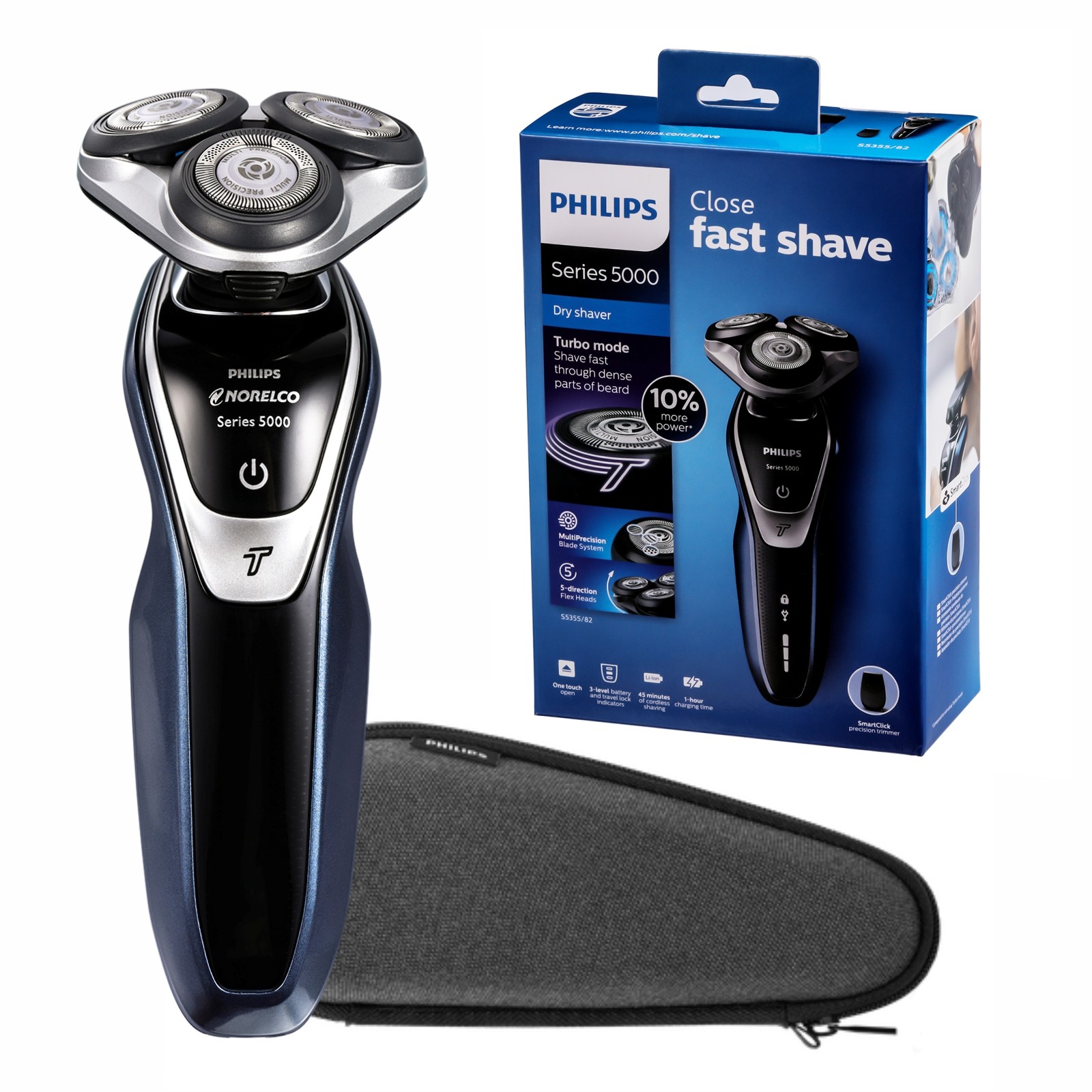 Philips Series 5000 S5355/82 Wet&Dry Men's Electric Shaver Turbo Plus Mode