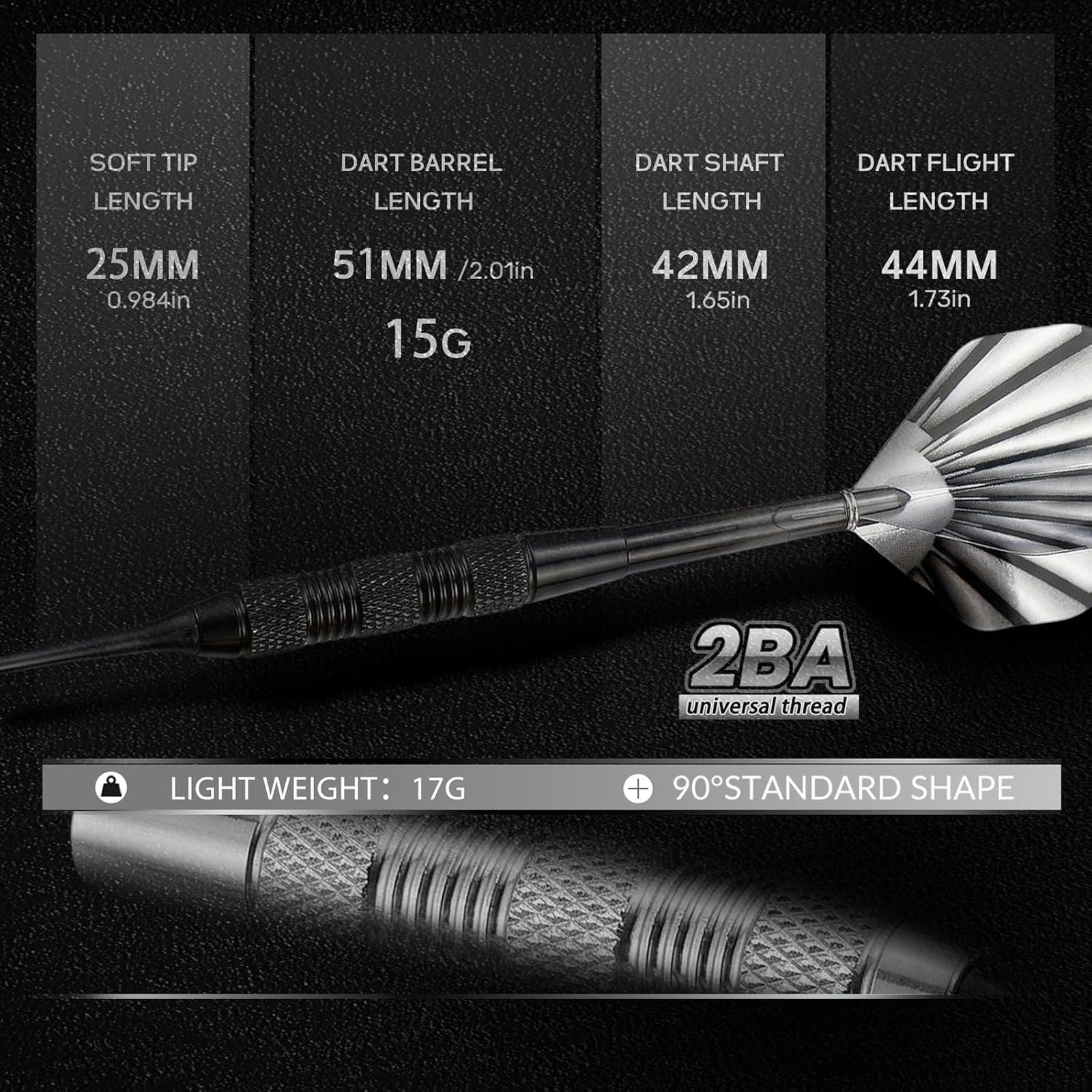 12 Pack Soft Tip Darts Set 17g with Flights Case Wrench Extra Tips for