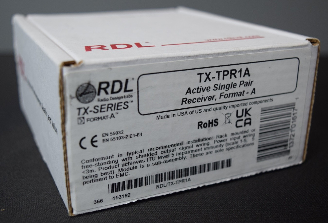 RDL TX-TPR1A Active 1-Pair Receiver  Twisted Pair Format-A Balanced Line Output