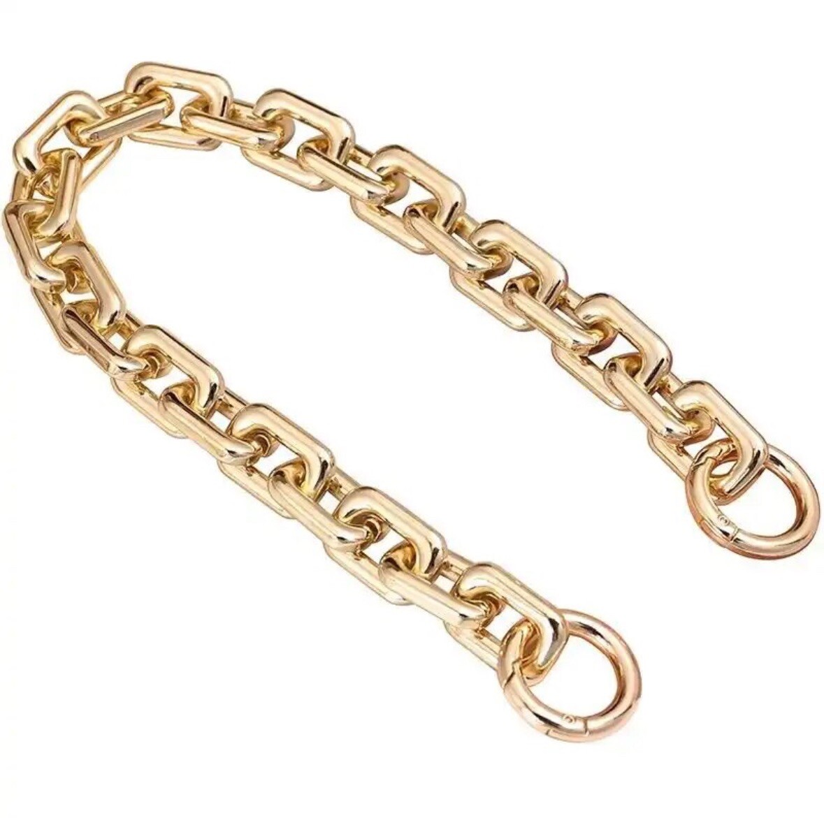 Chunky statement chain Bag strap gold square 60cm shoulder baguette pochette
