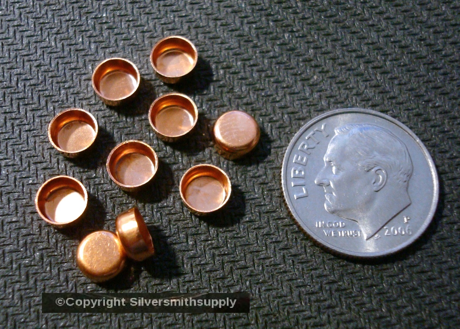 Bezel cups solid copper 5mm round machine made smooth edge 10 bezel cups BC014