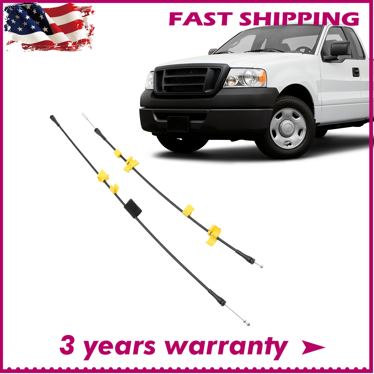 Rear Side Upper&Lower Door Latch Release Cable For 04-08 Ford F-150 Extended Cab