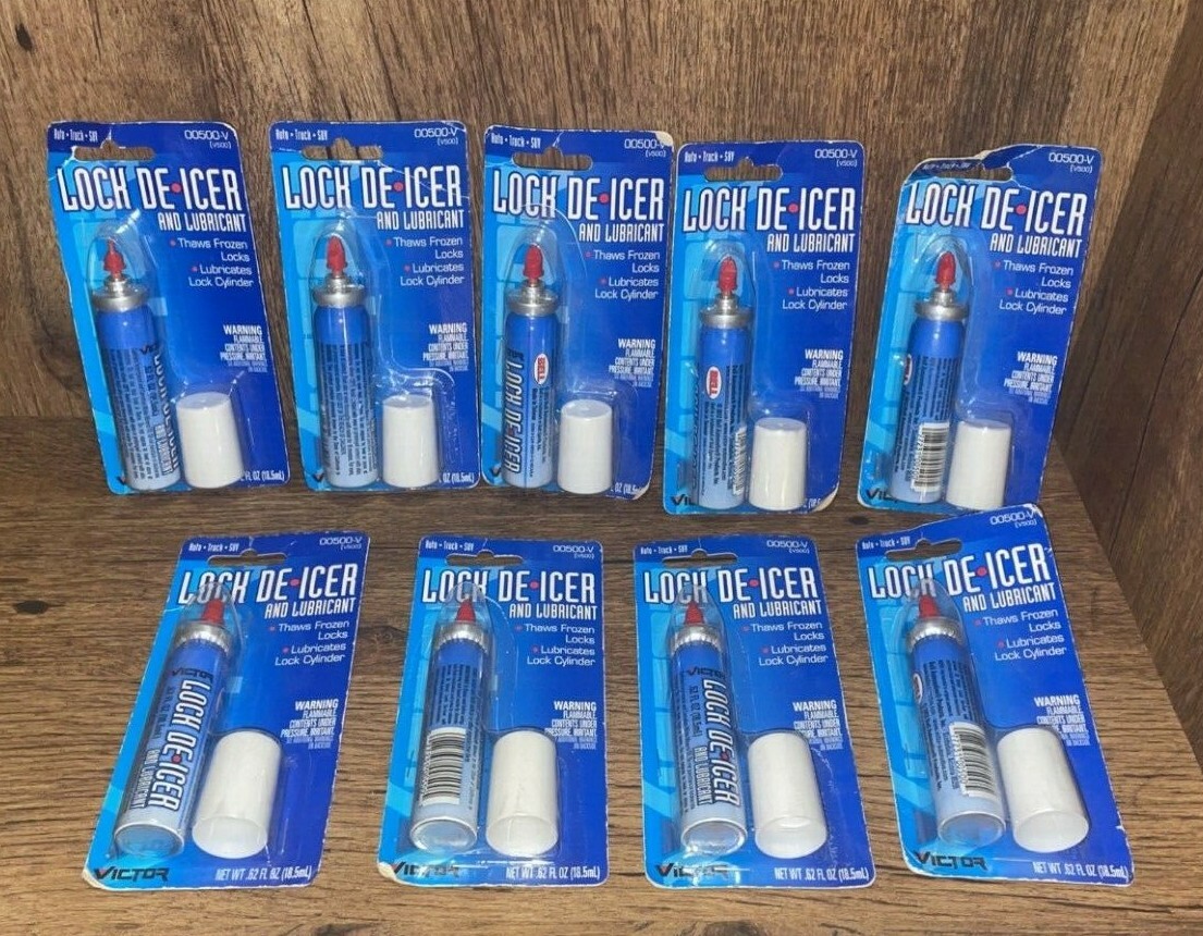 (Lot of 9) Victor Lock De-Icer Lubricant Aerosol 0.62 fl oz BRAND NEW