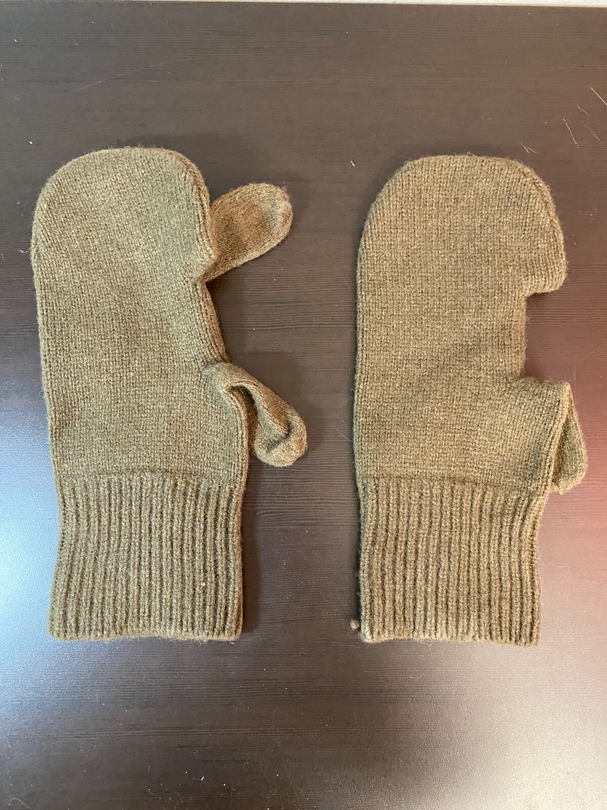 Vintage US Army Trigger Finger Mitten Inserts Size Large Wool / Nylon Unissued