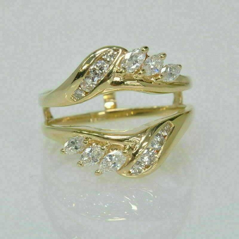 2Ct Marquise Diamond Lab Created Ruby Enhancer Band Ring 14k Yellow Gold Finish
