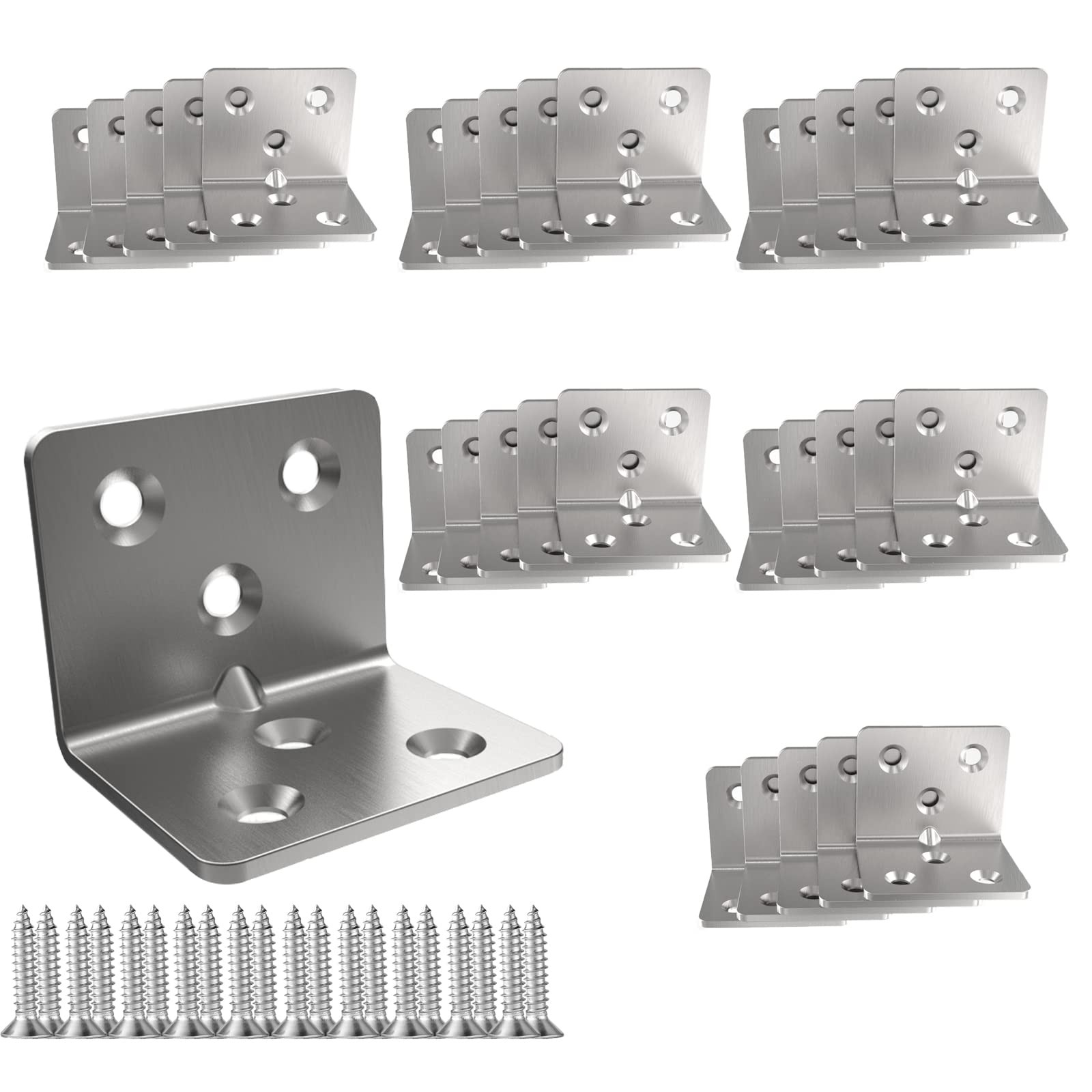 30 PCS 1.5x1.2x1.2 Inch Stainless Steel Corner Bracket Heavy Duty L Shape Brace