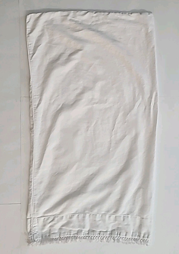 Lucky Brand White Pillowcase Boho Decorative Fringe Tassel Trim Edge 17" x 30"