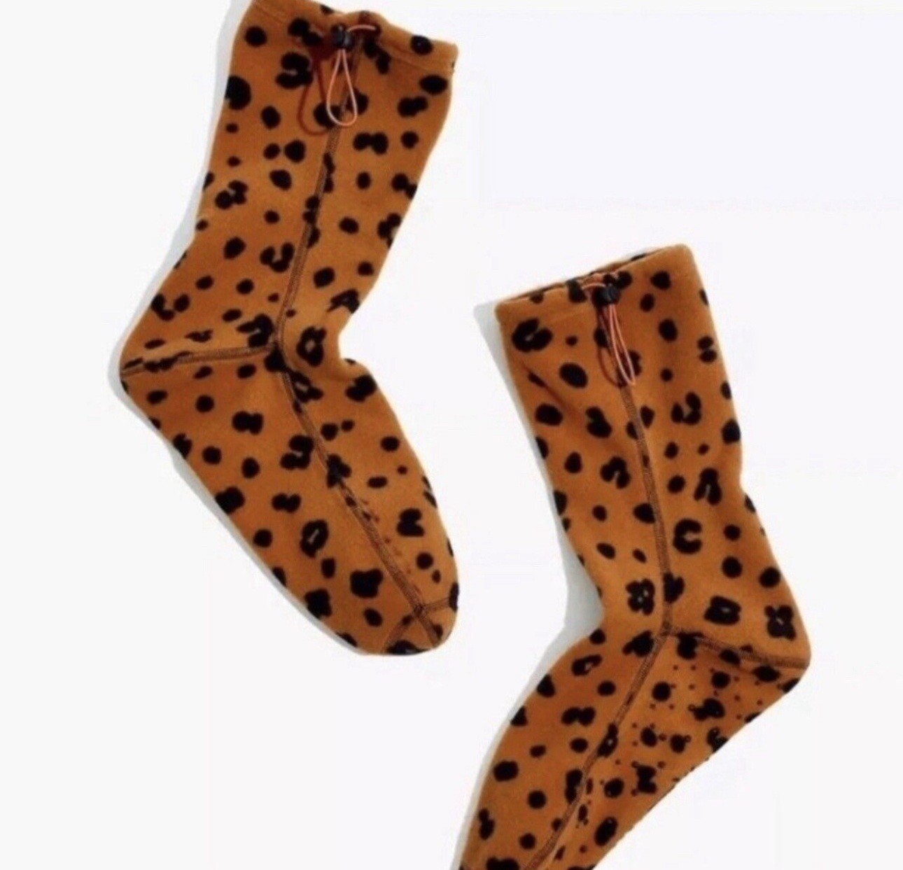 Madewell Leopard Slipper Socks L/XL Women’s Cheetah Animal Print Fuzzy Cozy New