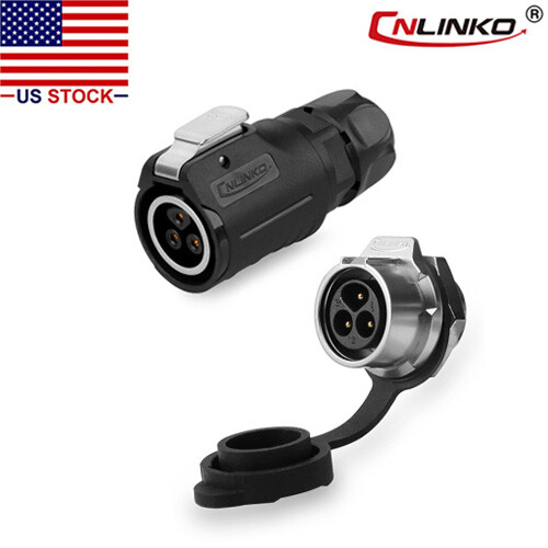 3 Pin M16 Size Power Connector Female Plug & Male Socket Waterproof Outdoor IP67