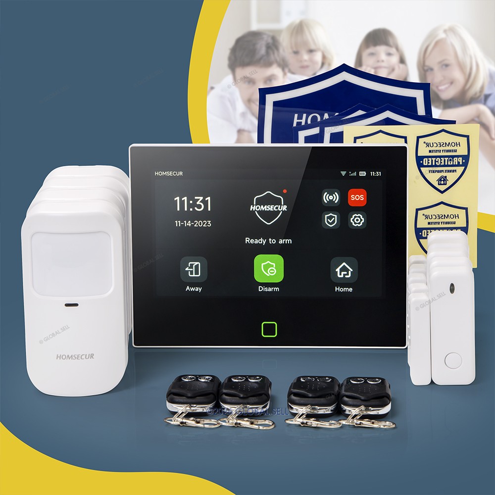 HOMSECUR Wireless WIFI 4G GSM LCD SMS Autodial Home Security 7" Alarm System