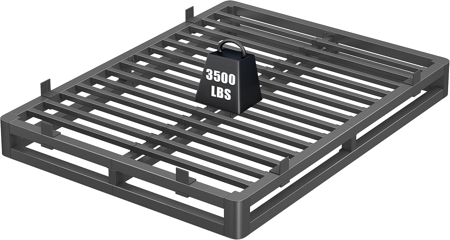 Heavy Duty 6" King Size Metal Bed Frame, Squeak-Free, No Box Spring Needed