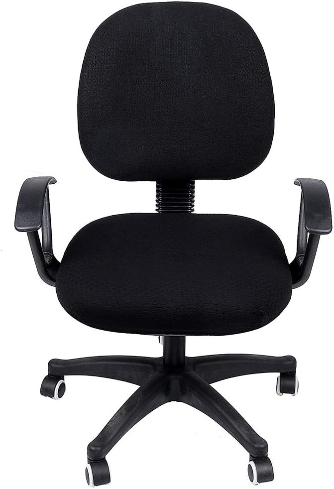 Smiry Stretch Jacquard Office Computer Chair Seat Cover, Black